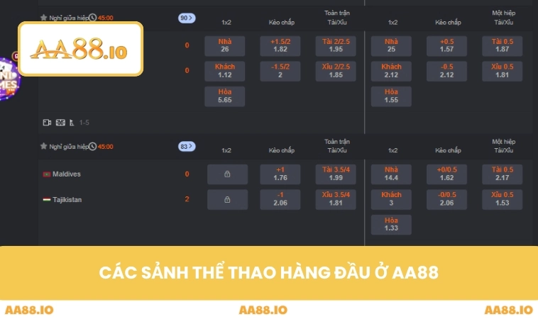 Thể Thao AA88 2 Các sảnh thể thao hàng đầu ở AA88