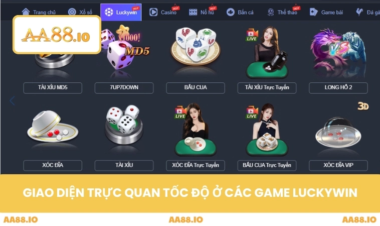 Luckywin AA88 3 Giao diện trực quan tốc độ ở các game Luckywin